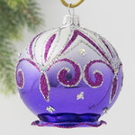 Стеклянный елочный шар Фантазия 8 см фиолетовый