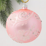 Стеклянный елочный шар Гармония 9 см розовый