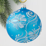 Стеклянный елочный шар Гармония 9 см синий
