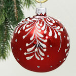 Стеклянный елочный шар Лилейный 7 см красный