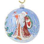 Стеклянный елочный шар Дед Мороз 11 см