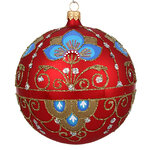 Стеклянный елочный шар Императорский 11 см красный