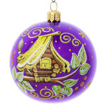 Стеклянный елочный шар Шутка 7 см фиолетовый