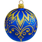 Стеклянный елочный шар Вечерний 9 см синий