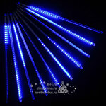 Светодиодная гирлянда Тающие Сосульки 10*0.5 м, 600 синих LED ламп, черный ПВХ, 10 м, IP44