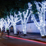 Гирлянды на дерево Клип Лайт Quality Light 60 м, 600 холодных белых LED ламп, с мерцанием, прозрачный ПВХ, IP44