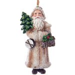 Елочная игрушка Ретро Дед Мороз с елочкой и корзинкой 11 см, подвеска