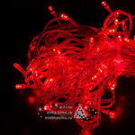 Светодиодная гирлянда 24V Premium Led 200 красных LED ламп 20 м, прозрачный СИЛИКОН, соединяемая, контроллер, IP54