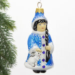 Стеклянная елочная игрушка Снегурочка - Нанайская принцесса 9 см, подвеска