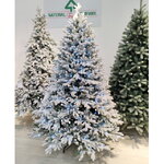 Искусственная елка с огоньками Гамильтон заснеженная 213 см, 600 холодных белых ламп, ЛИТАЯ + ПВХ