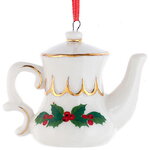 Елочная игрушка из фарфора Чайник - Рождественское чаепитие 6 см, подвеска