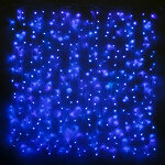 Светодиодный Занавес 1.5*1.5 м, 368 синих LED ламп, прозрачный ПВХ, соединяемый, IP20