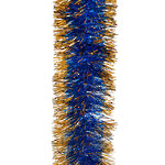 Мишура Праздничная двухцветная 2 м*95 мм синяя с золотым