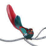 Елочная игрушка Птичка Макао 15 см зеленая, клипса
