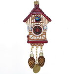 Стеклянная елочная игрушка Часы - Cuckoo Clock 13 см, подвеска