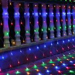 Гирлянда Сетка 2*1.5 м, 300 разноцветных LED ламп, прозрачный ПВХ, уличная, контроллер, IP44