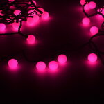Светодиодная гирлянда Мультишарики 25 мм 70 розовых LED ламп 10 м, черный ПВХ, соединяемая, IP44