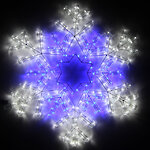 Светодиодная Снежинка Морозная 52 см холодная белая с синим, 306 LED ламп, соединяемая, IP44