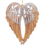 Елочная игрушка Smooth Ombre: Angel Wings 15 см золотая, подвеска