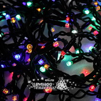Электрогирлянда 100 разноцветных LED ламп, каучук черный, 10 м,коннектор