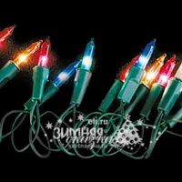 Электрогирлянда 100 разноцветных миниламп, 6 м, зеленый провод