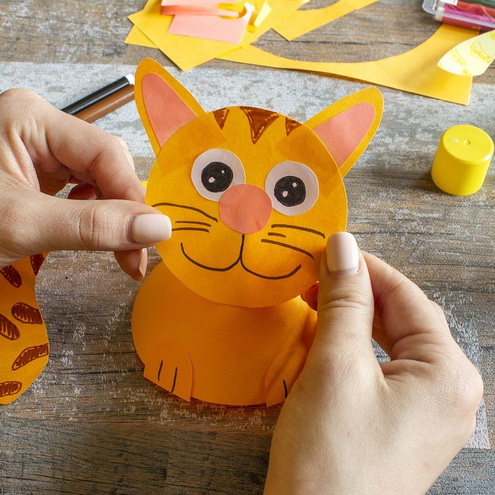 Как сделать котика из бумаги – поделка для детей поэтапно с фото