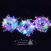 Электрогирлянда НИТЬ, 24V, 200 RGB ламп (хамелеон), ПРОЗРАЧНЫЙ СИЛИКОН, 20м, IP54, коннектор