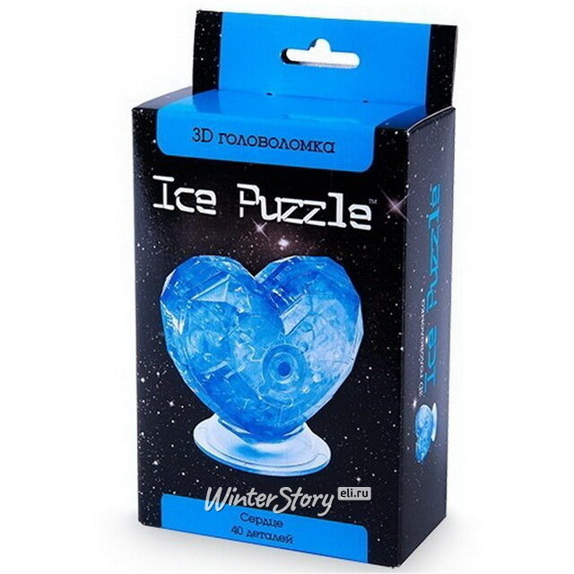 3Д пазл Сердце голубое 8 см, 38 элементов Ice Puzzle (Айс Пазл)