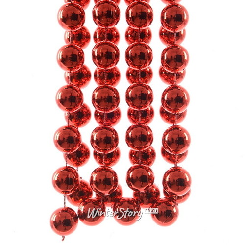 Бусы на елку Горошек XL 14 мм*5 м красные, пластиковые Kaemingk/Winter Deco