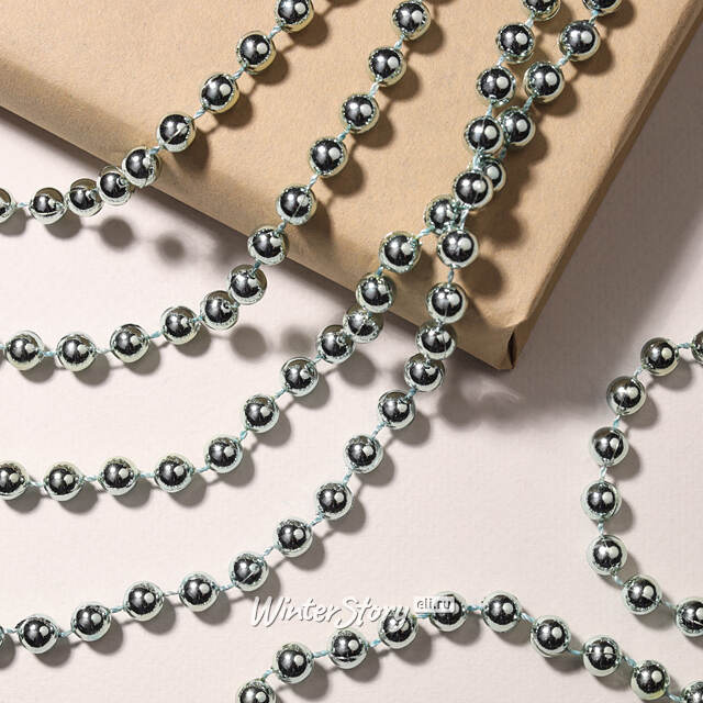 Бусы на елку Бисер 8 мм*10 м арктический голубой, пластиковые Kaemingk