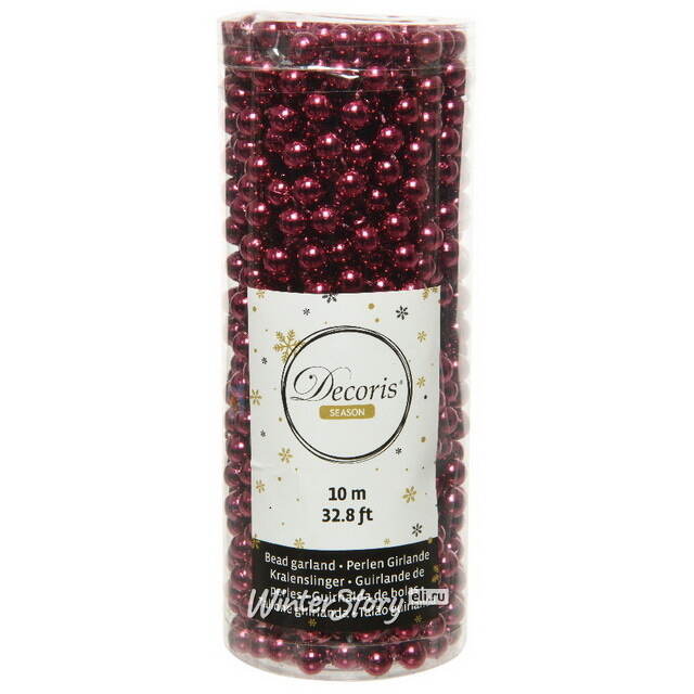 Бусы на елку Бисер 8 мм*10 м magnolia, пластиковые Kaemingk