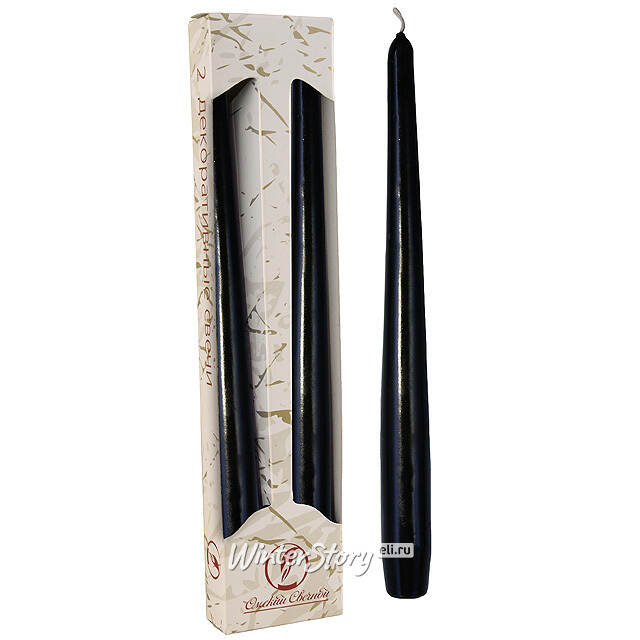 Античные свечи 24.5 см, 2 шт, черный Омский Свечной