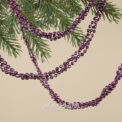 Бусы на елку Алмазная Россыпь 270 см пурпурный шелк, пластиковые Kaemingk