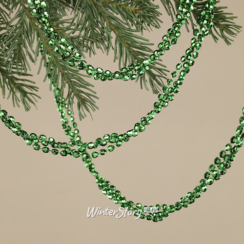 Бусы на елку Алмазная Россыпь 270 см рождественский зеленый, пластиковые Kaemingk