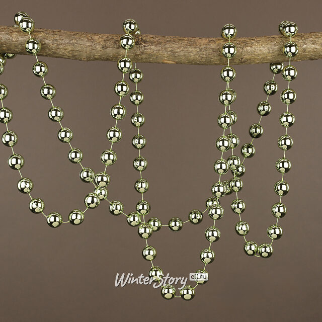 Бусы на елку Гигант 2 см*270 см луговой зеленый, пластиковые Kaemingk