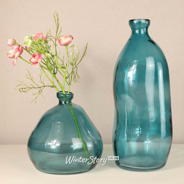 Стеклянная ваза Adagio 19 см бирюзовая Koopman