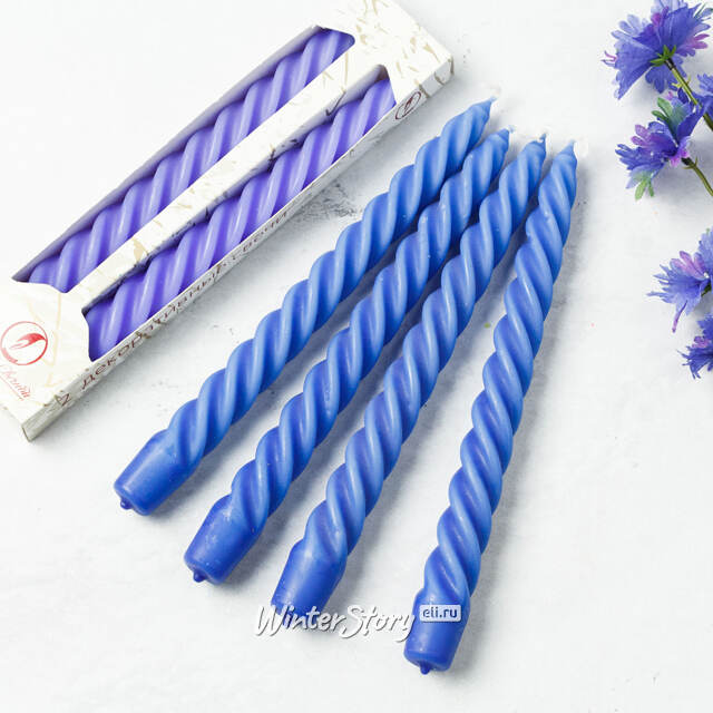 Свечи витые 24.5 см, 2 шт, лавандовые Омский Свечной