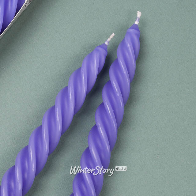 Свечи витые 24.5 см, 2 шт, лавандовые Омский Свечной