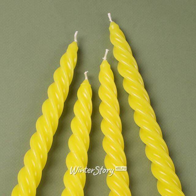Свечи витые 24.5 см, 4 шт, желтые Омский Свечной