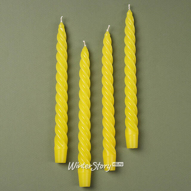 Свечи витые 24.5 см, 4 шт, желтые Омский Свечной