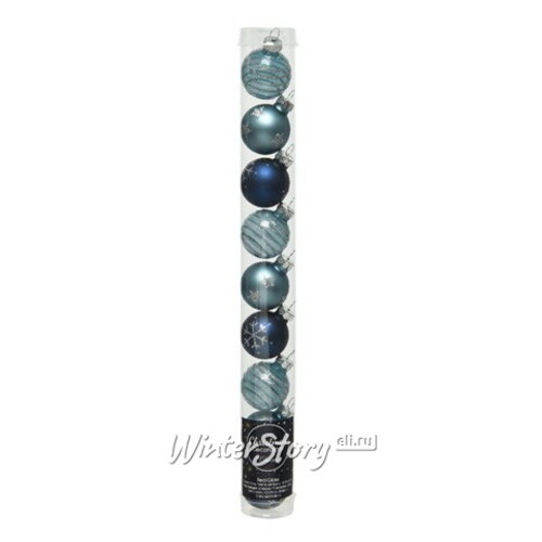 Набор стеклянных шаров Forgie Blue 3 см, 9 шт Kaemingk