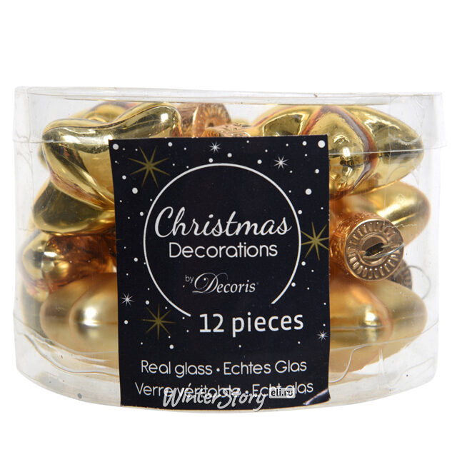 Набор стеклянных елочных игрушек Звезды 4.5 см золотой mix, 12 шт Winter Deco