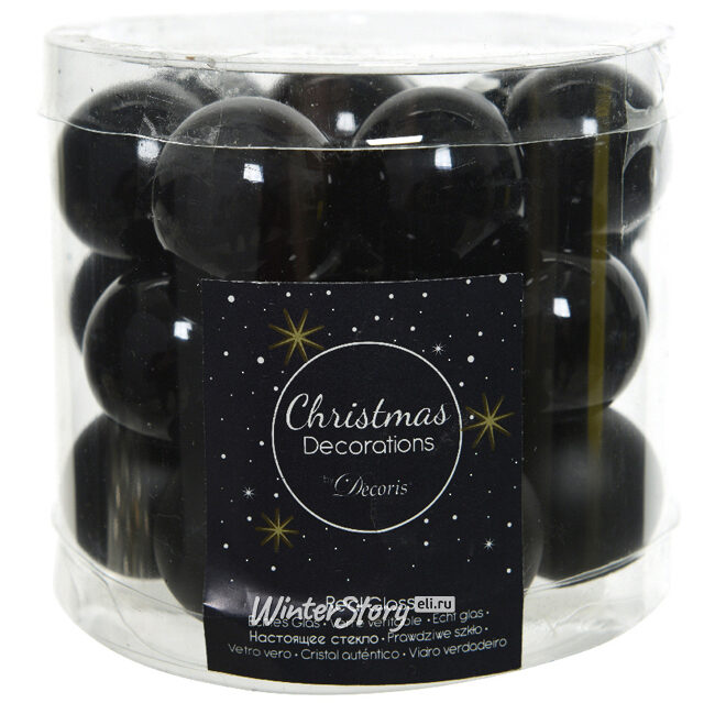 Набор стеклянных шаров 2.5 см черный mix, 24 шт Kaemingk