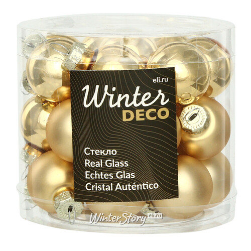 Набор стеклянных шаров 2.5 см золотой mix, 24 шт Kaemingk/Winter Deco