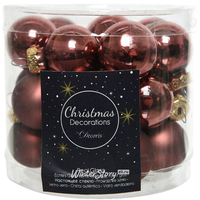 Набор стеклянных шаров 2.5 см шоколадный трюфель mix, 24 шт Kaemingk