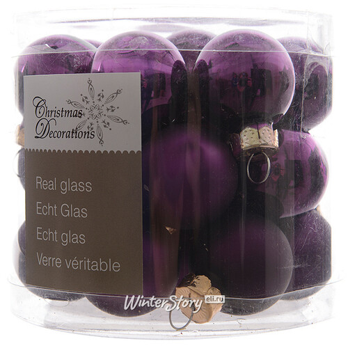 Набор стеклянных шаров 2.5 см фиолетовый бархат mix, 24 шт Kaemingk