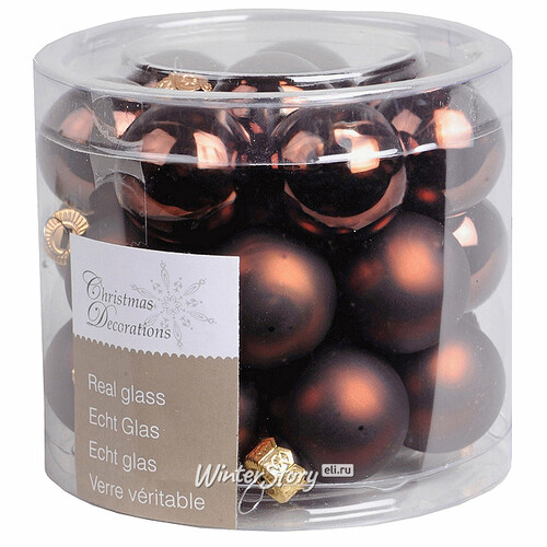 Набор стеклянных шаров 2.5 см, 24 шт шоколадный mix Kaemingk