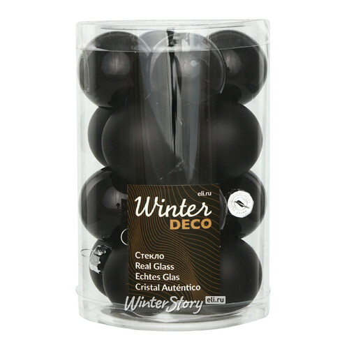 Набор стеклянных шаров 3.5 см черный mix, 16 шт Winter Deco