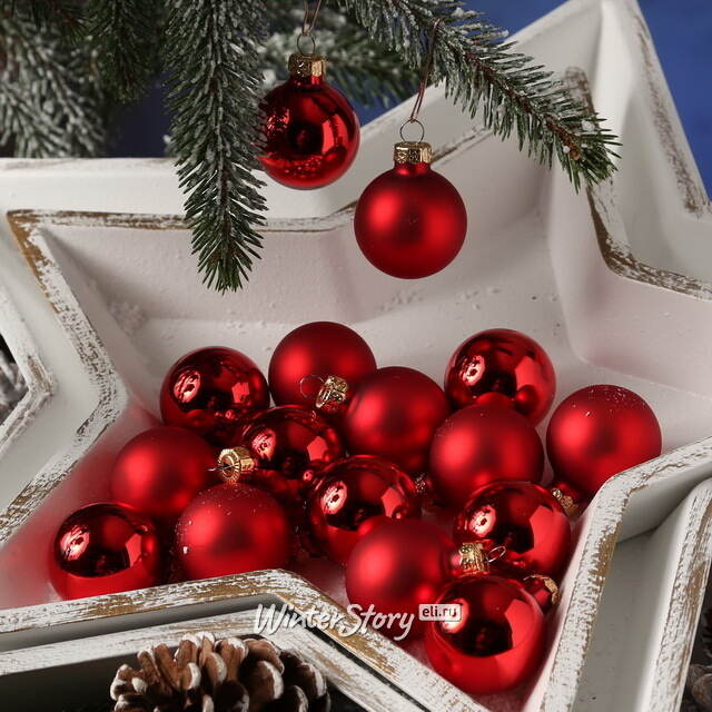 Набор стеклянных шаров 3.5 см красный mix, 16 шт Winter Deco