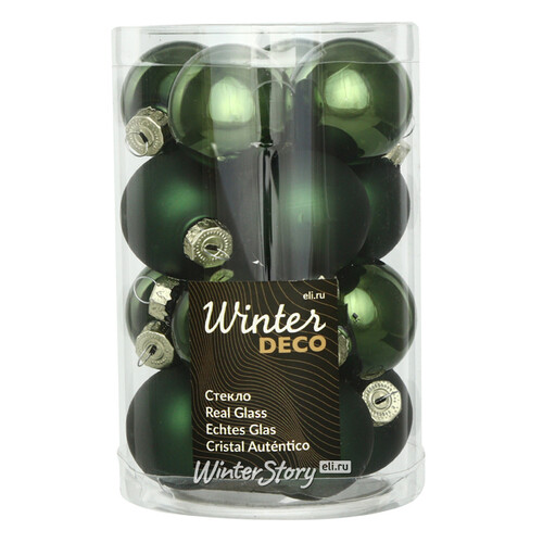 Набор стеклянных шаров 3.5 см зеленый бархат mix, 16 шт Winter Deco
